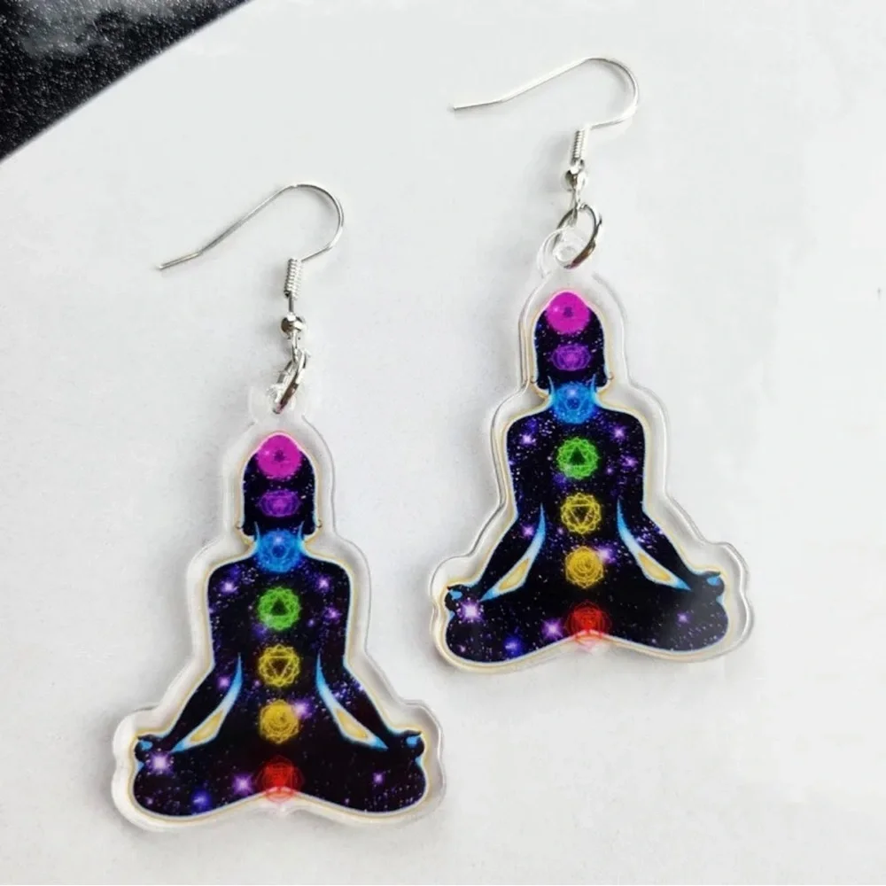 Chakra Dangle Earrings: Harmonize Your Style! NWT Reiki Healer, Yoga Instructor